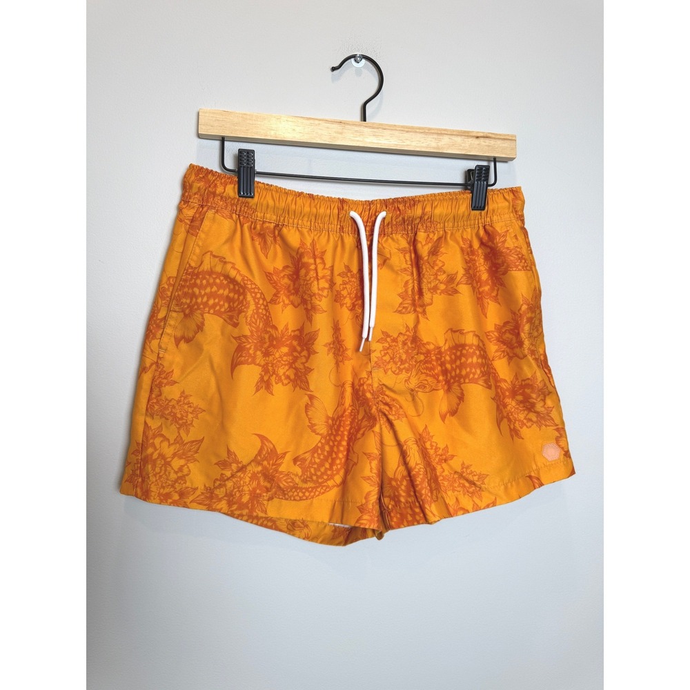 Empyre Ollie Board Short Mens S Koi Fish Orange 4 Inch Inseam Tropical Swim